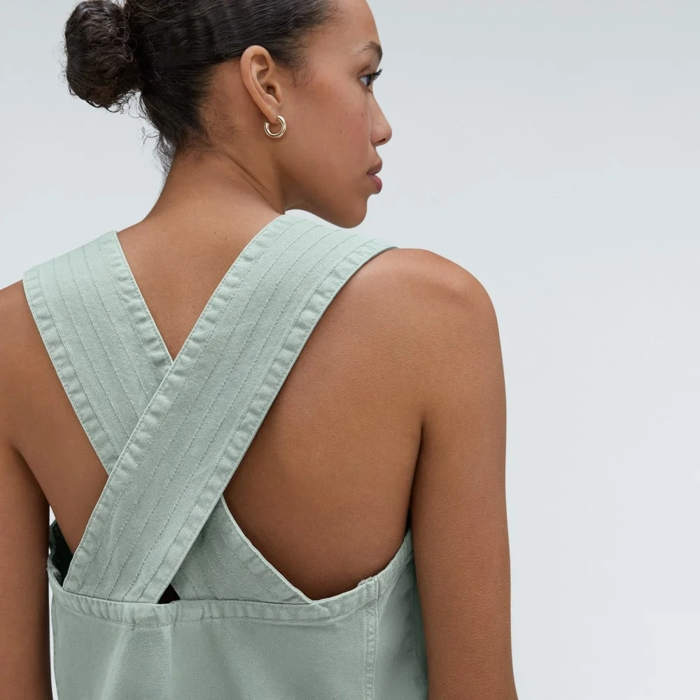 The Cross-Back Apron Mini Dress | Sea Glass (3)