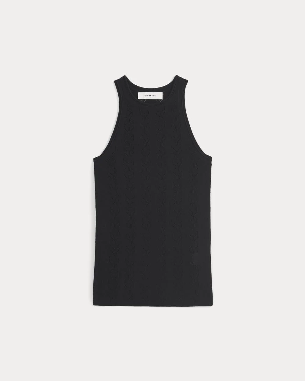 The Pointelle Racerback Tank in Ultrafine Merino | Black (4)