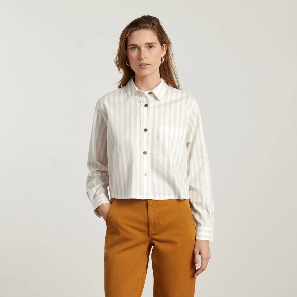 The Way-Short Shirt in Silky Cotton | Sand / White (3)