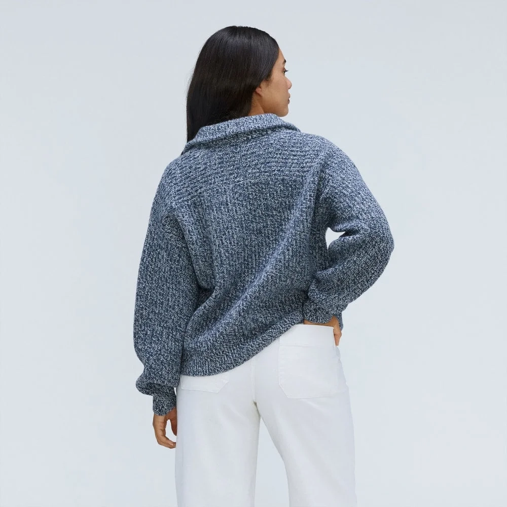 The Half-Zip Sweater in Luxe Merino | Dark Mallard / Oat Twist (6)
