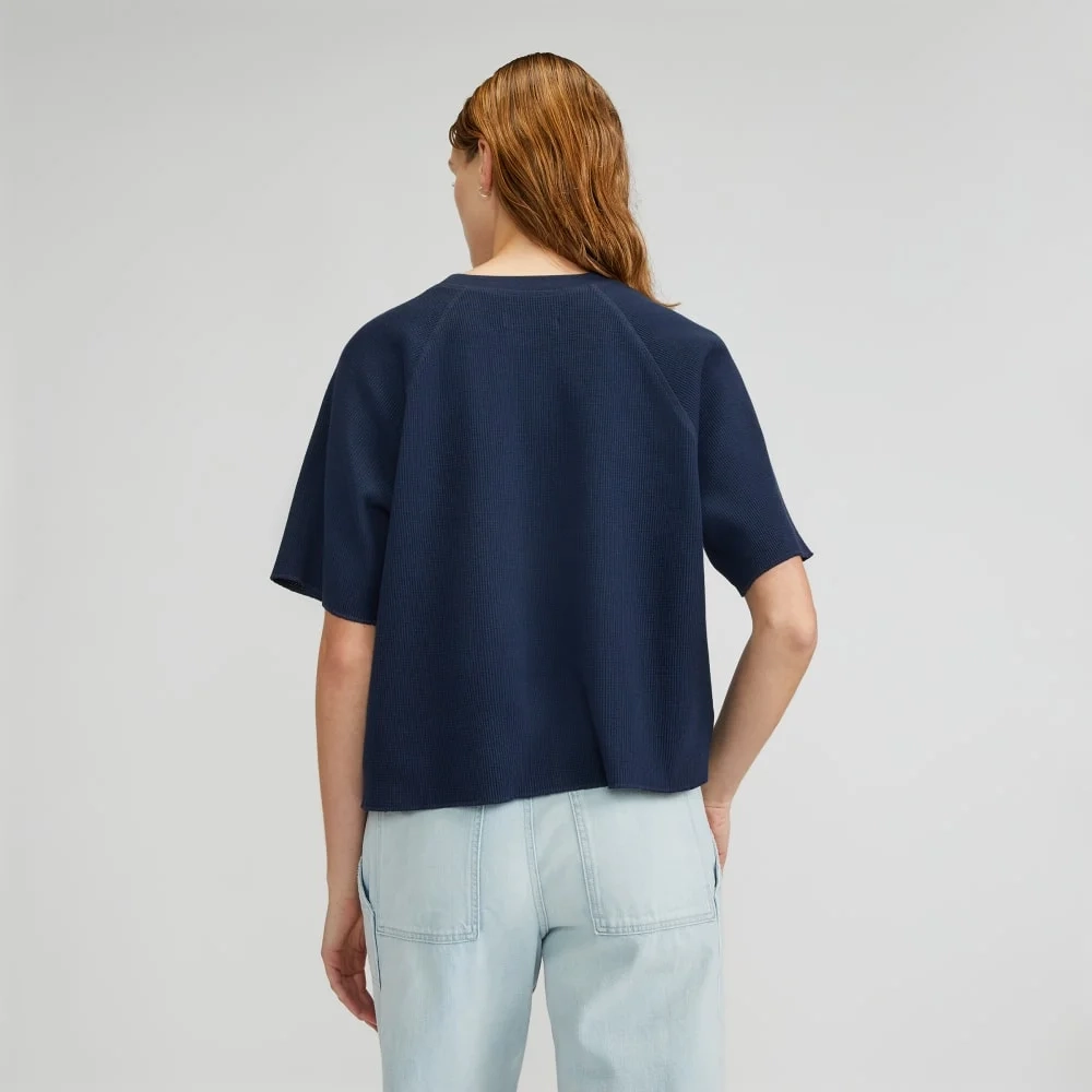 The Organic Cotton Waffle Raglan Tee | Navy (2)
