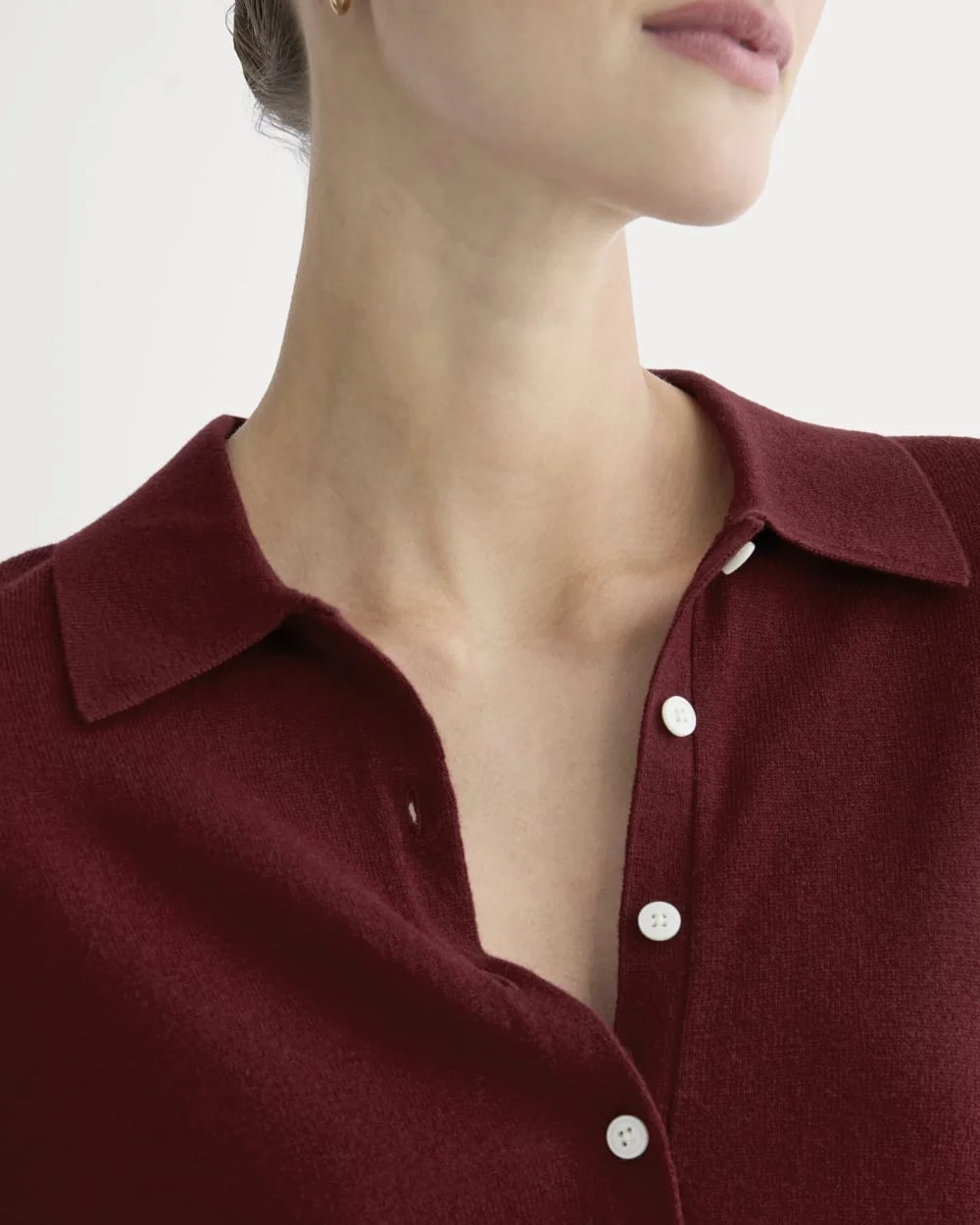 Oversized Polo Sweater in Cotton Merino | Deep Red (4)