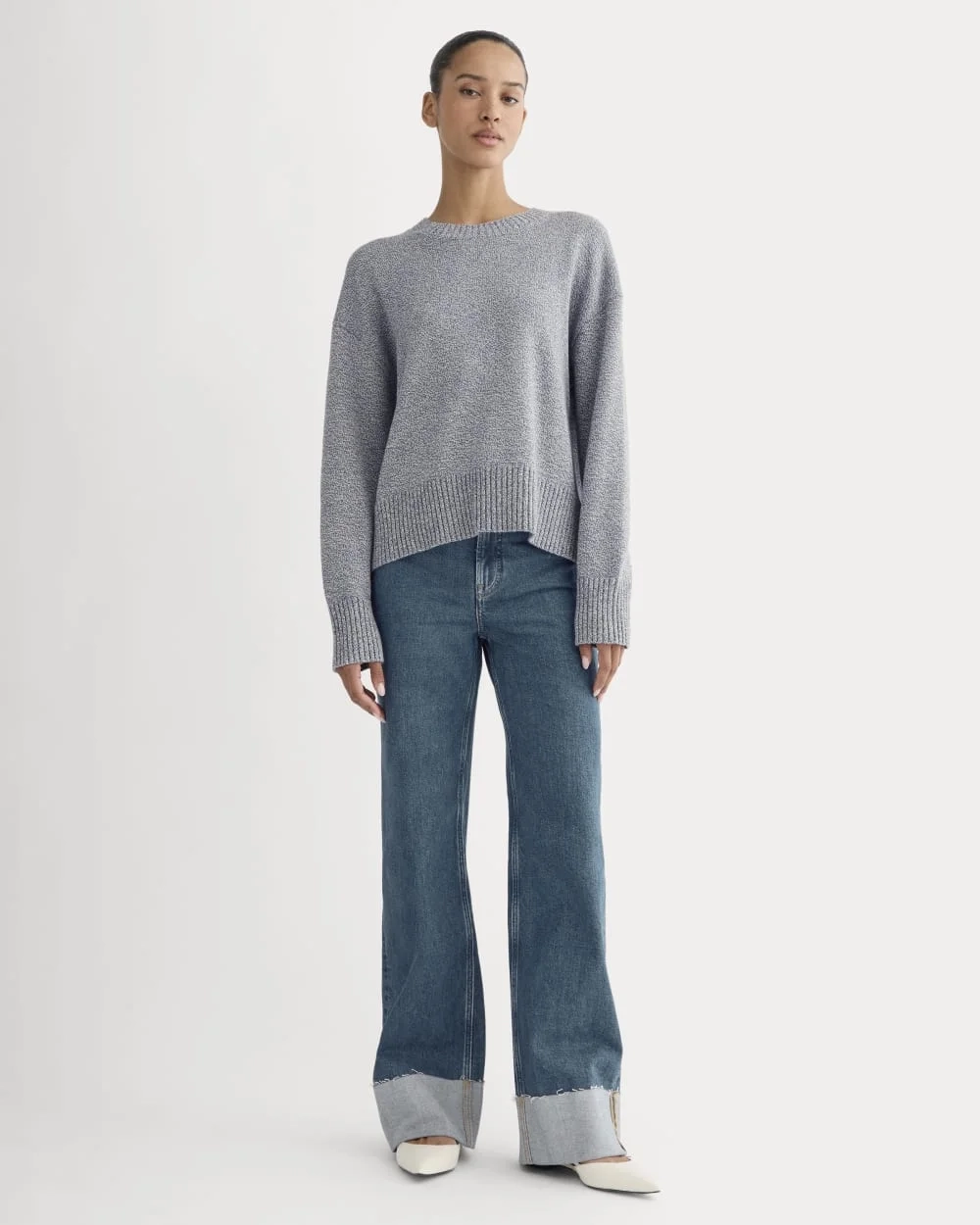 The Boxy Sweater in Everyday Cotton | Blue Indigo/Canvas Twist (4)