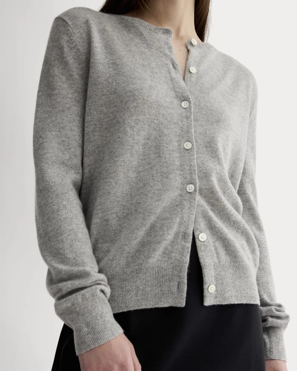 The Classic Cardigan in Cashmere | Light Heather Grey (3)