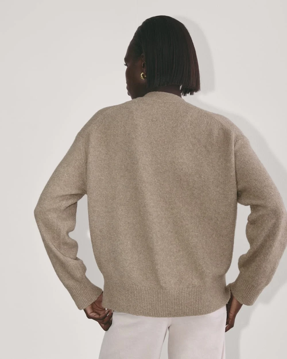 The Cocoon Cardigan in Plush Cotton | Heather Taupe (6)