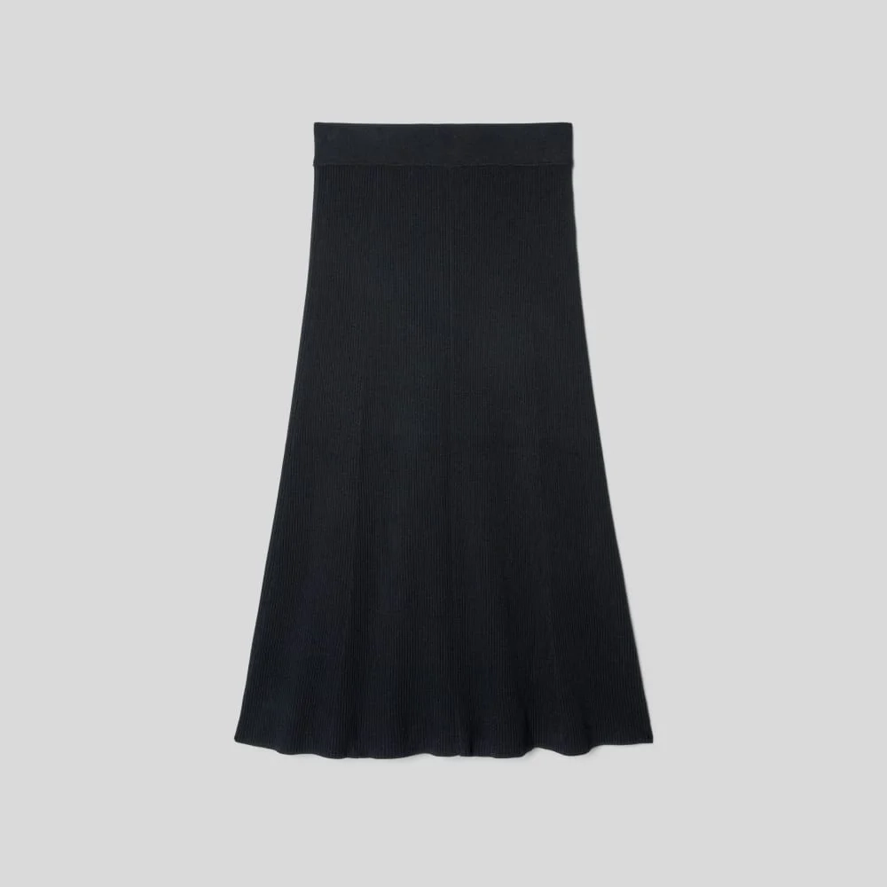 The Ribbed Knit Skirt | Black (4)