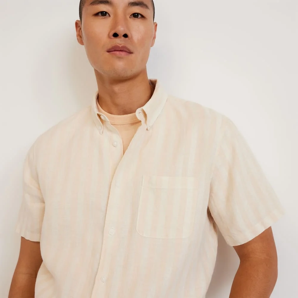 The Classic Short-Sleeve Shirt in Linen | Brazilian Sand / Canvas Tan (3)