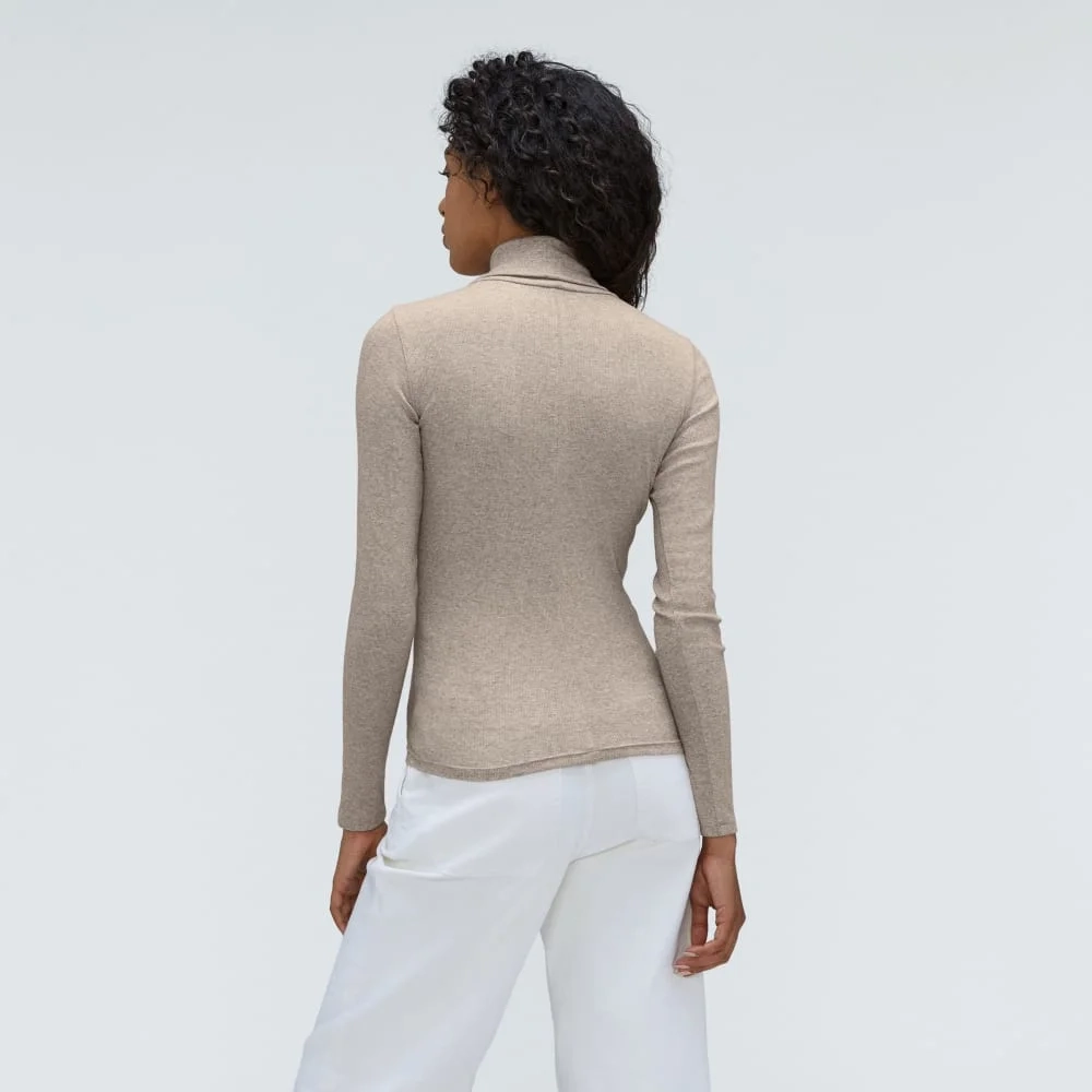 The Luxe Rib Turtleneck | Heathered Meringue (5)