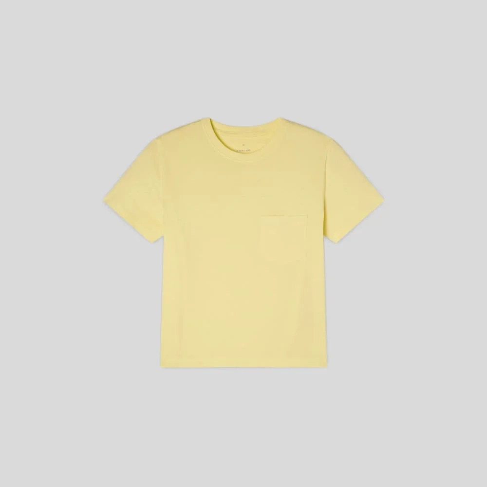 The Box-Cut Tee in Essential Cotton | Pale Yellow | Pocket (2)