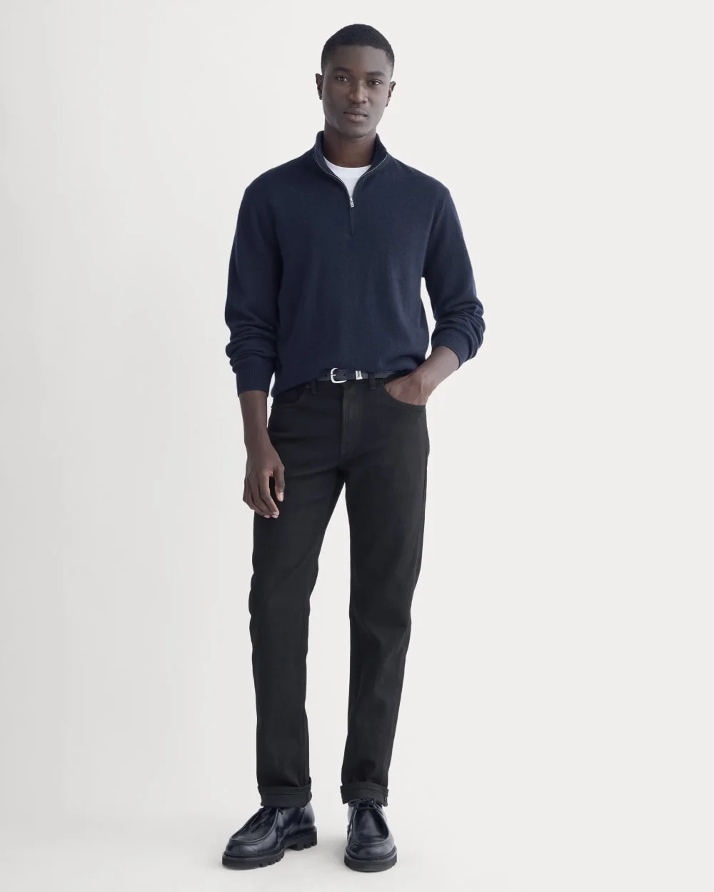 Cashmere Quarter Zip Sweater |  Navy (5)