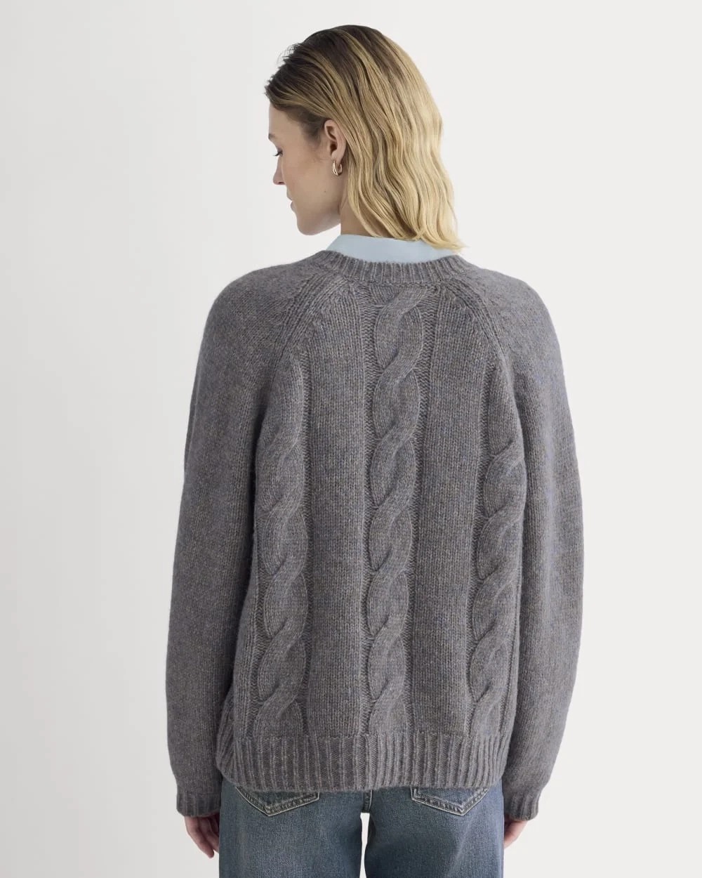 Cloud Cable V-Neck Sweater | Blue Multi Twist (2)