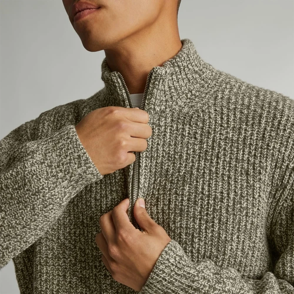 The Felted Merino Half-Zip Sweater | Seafoam Green / Kambaba Twist (4)