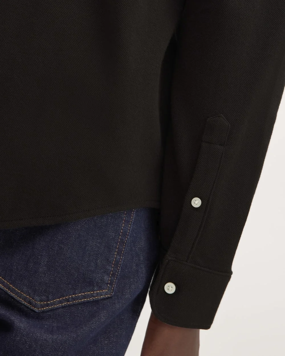 The Long-Sleeve Pique Shirt | Black (4)