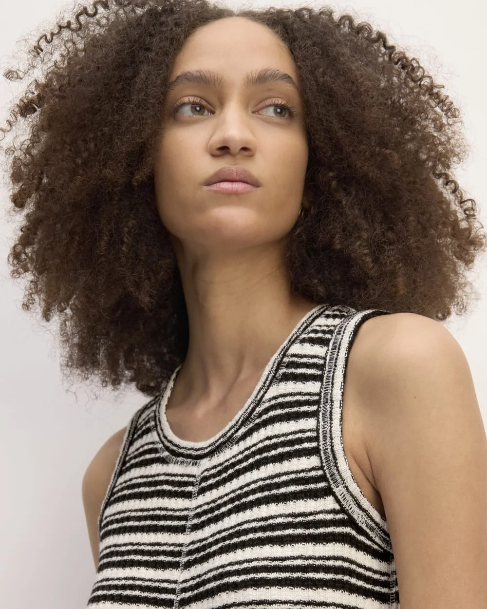 The Rib-Knit A-Line Tank Dress | Bone / Black (5)