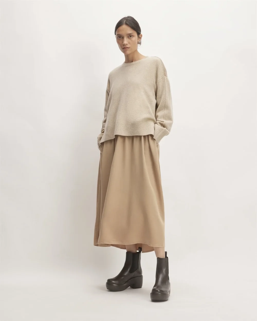 The Good Merino Wool Crewneck Sweater | Light Camel / Dark Oat (3)