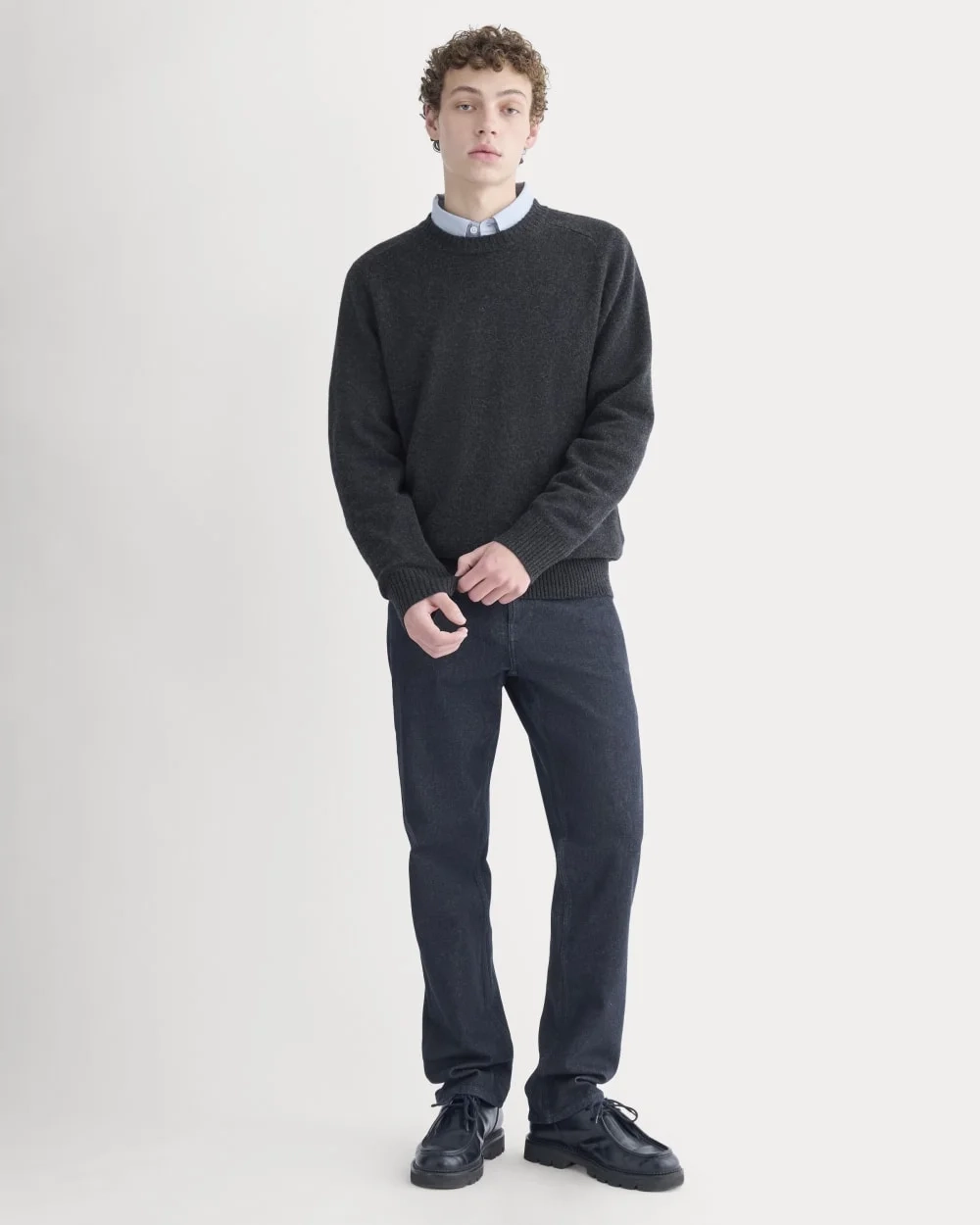 Midweight Cashmere Crew | Heathered Black (3)