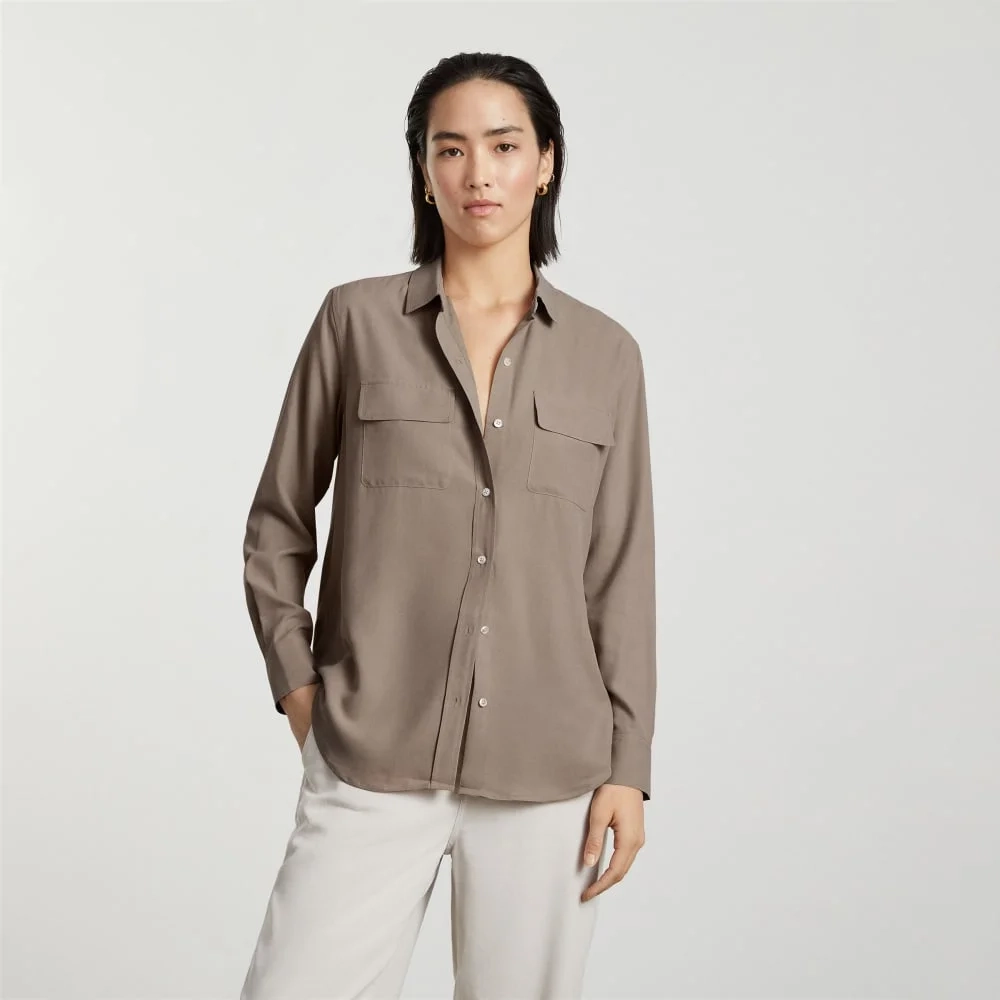 The Washable Silk Relaxed Shirt  | Burnt Sugar (4)