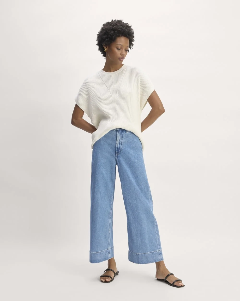 The Cotton Knit Caftan Top | Bone (5)