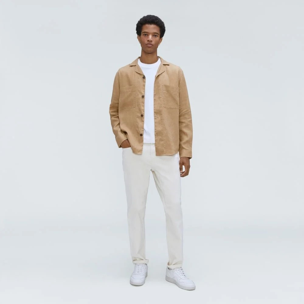 The Long Sleeve Linen Camp Shirt | Iced Coffee (2)