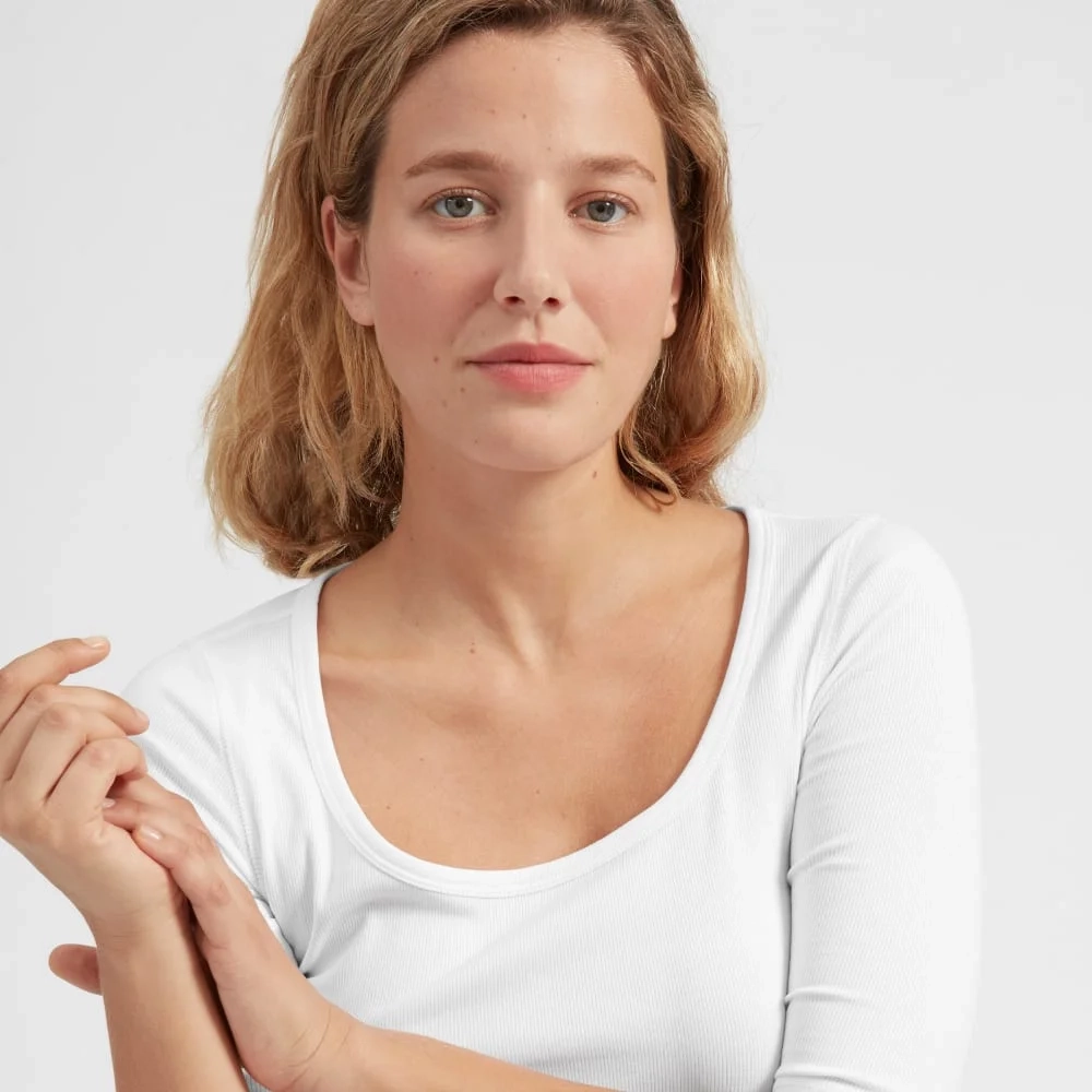 The Luxe Micro-Rib Scoop-Neck Tee | White (4)