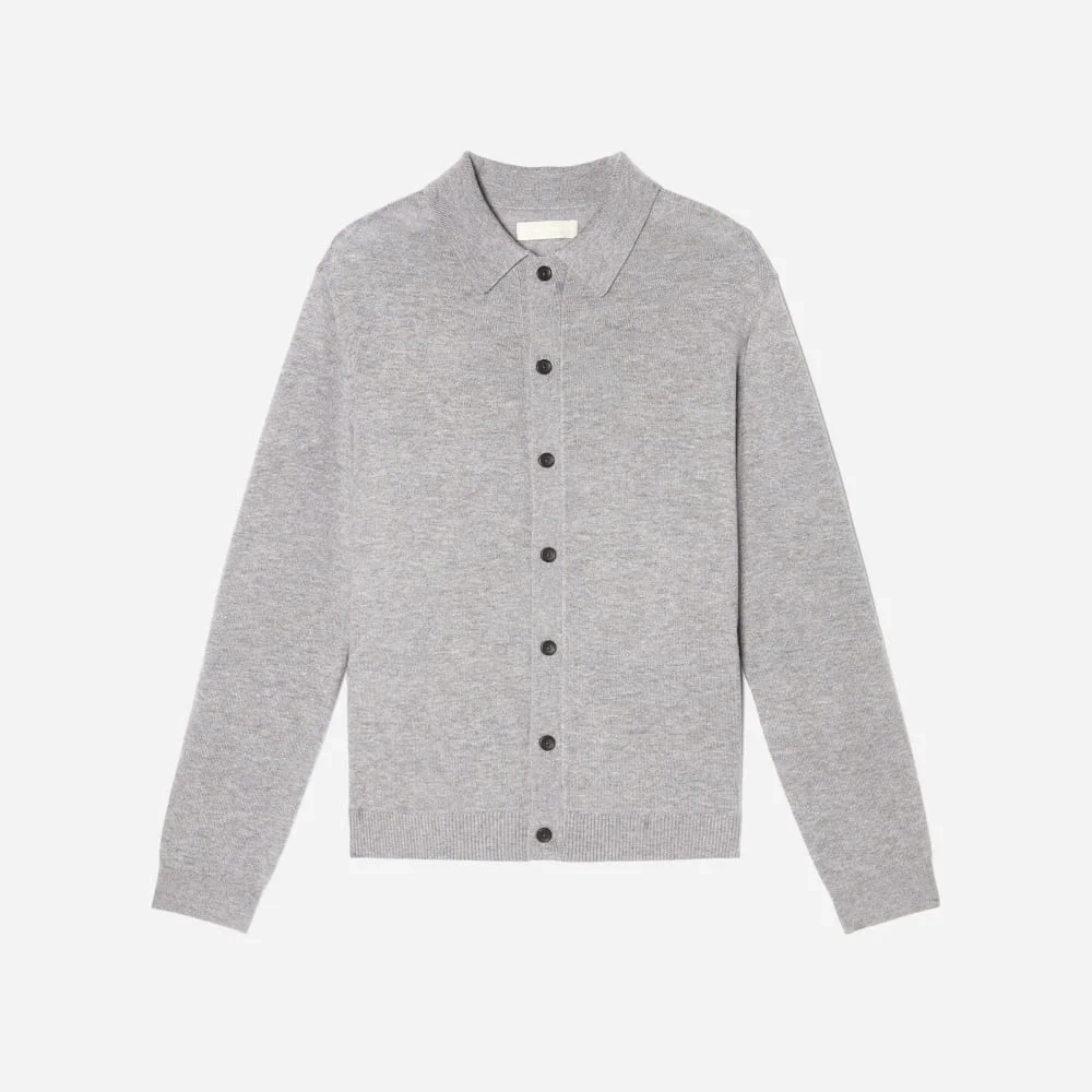 The Merino-Blend Sweater Polo |  Heathered Grey (5)