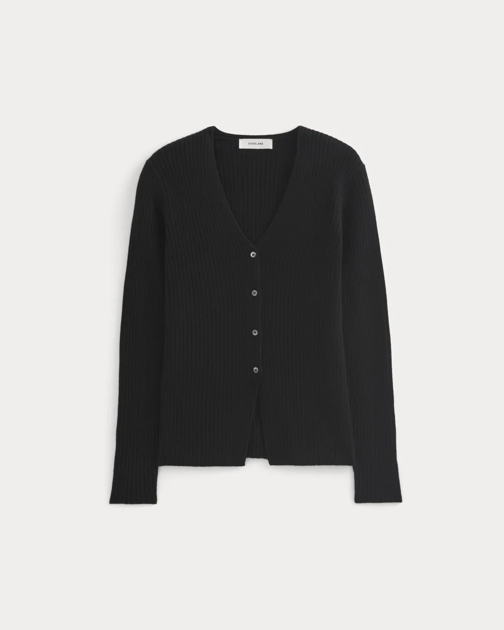 Cashmere Ribbed V-Neck Cardigan | Black (6)