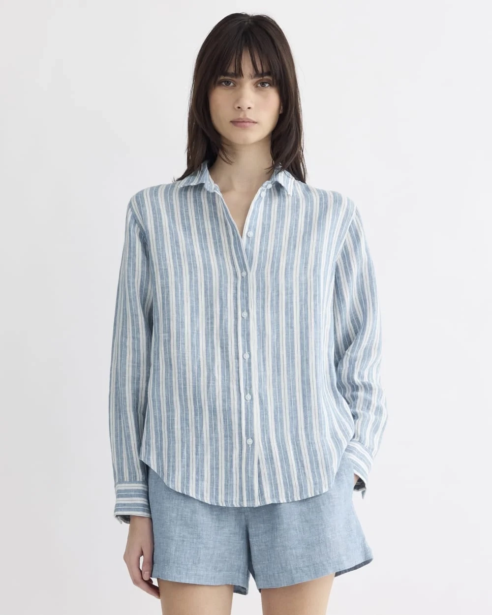 The Must-Have Shirt in Linen | Soft Cobalt/Bone