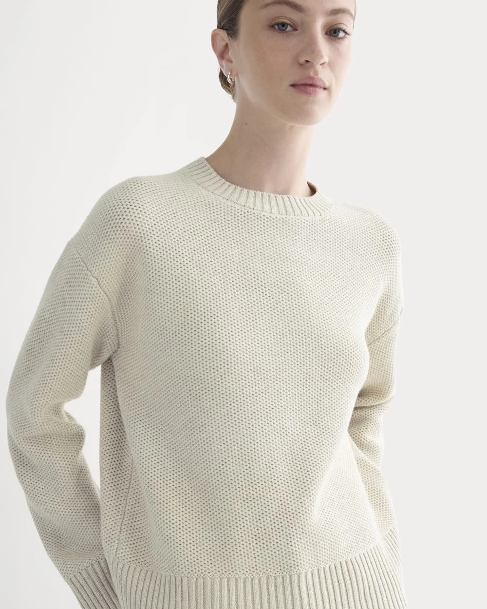 The Cotton Honeycomb Square Crew | Heathered Oat (3)
