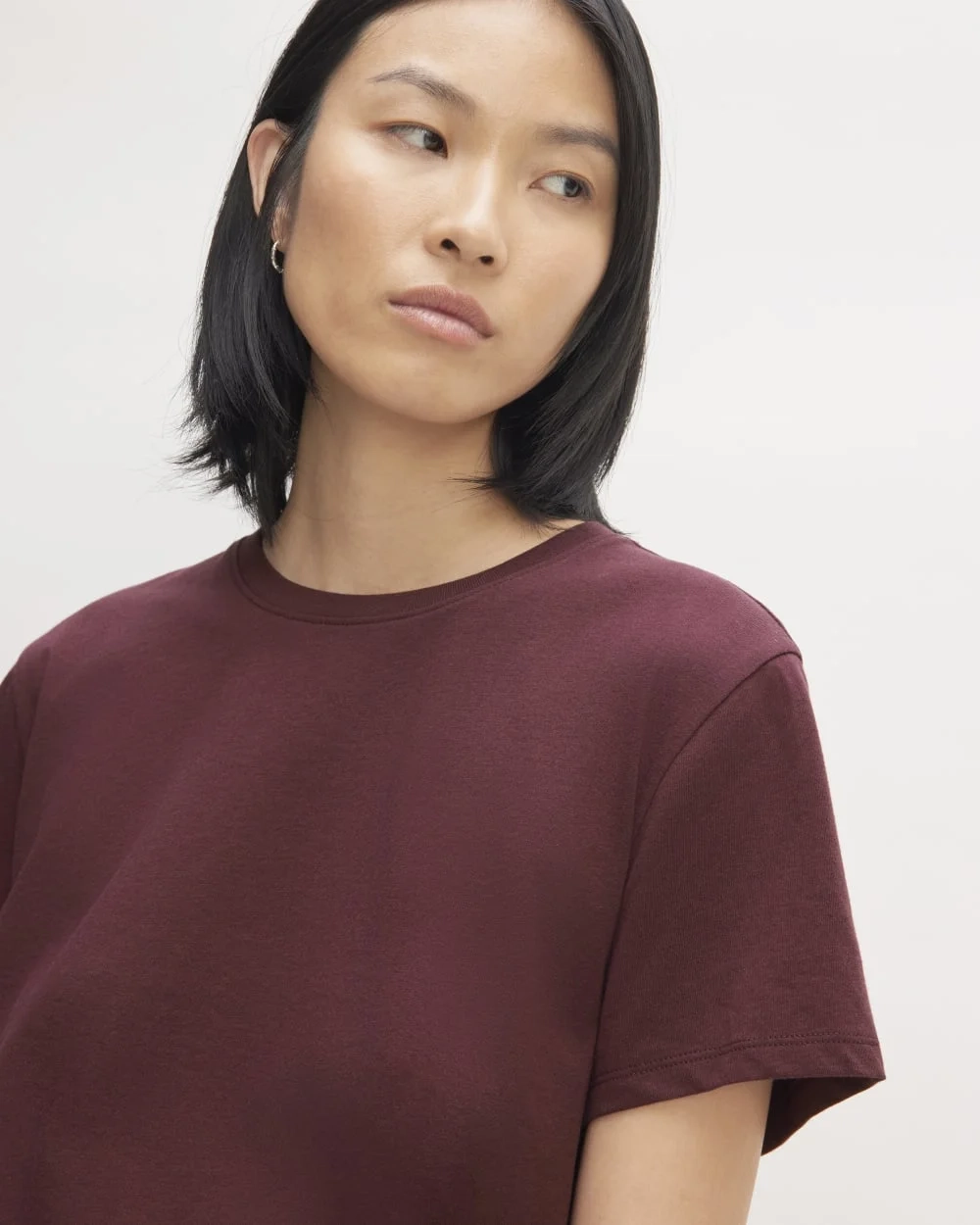 The Box-Cut Tee in Essential Cotton | Burgundy | No Pocket (4)