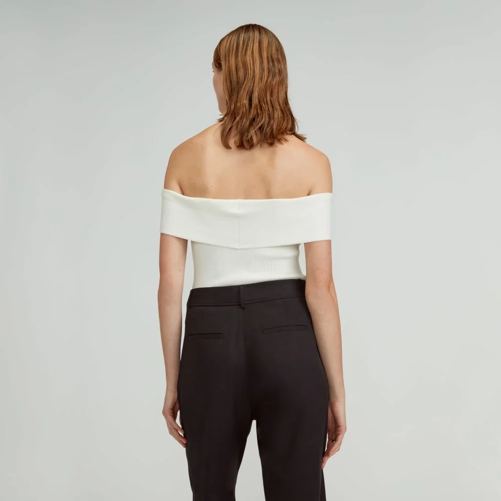 The Ribbed Cotton Off-The-Shoulder Top | Bone (4)