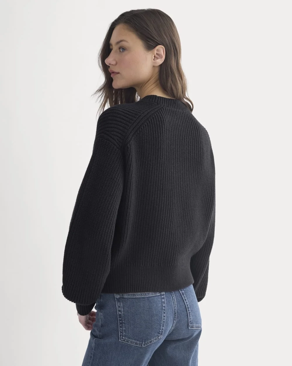 Cropped Ribbed Crew in Everyday Cotton | Black (4)