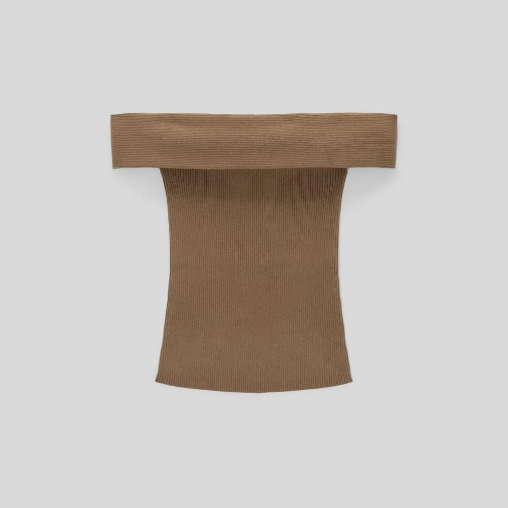 The Ribbed Cotton Off-The-Shoulder Top | Toasted Coconut (2)
