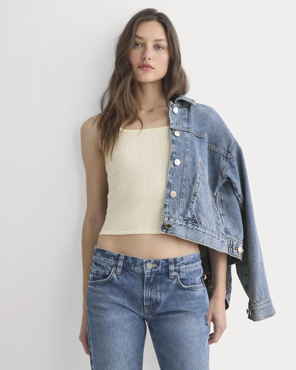 Scoop-Neck Tank in Pointelle | Lemon Icing (3)