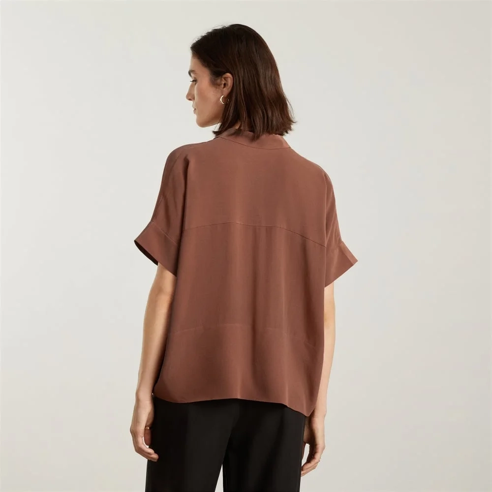 The Boxy Shirt in Washable Silk | Cinnamon (5)