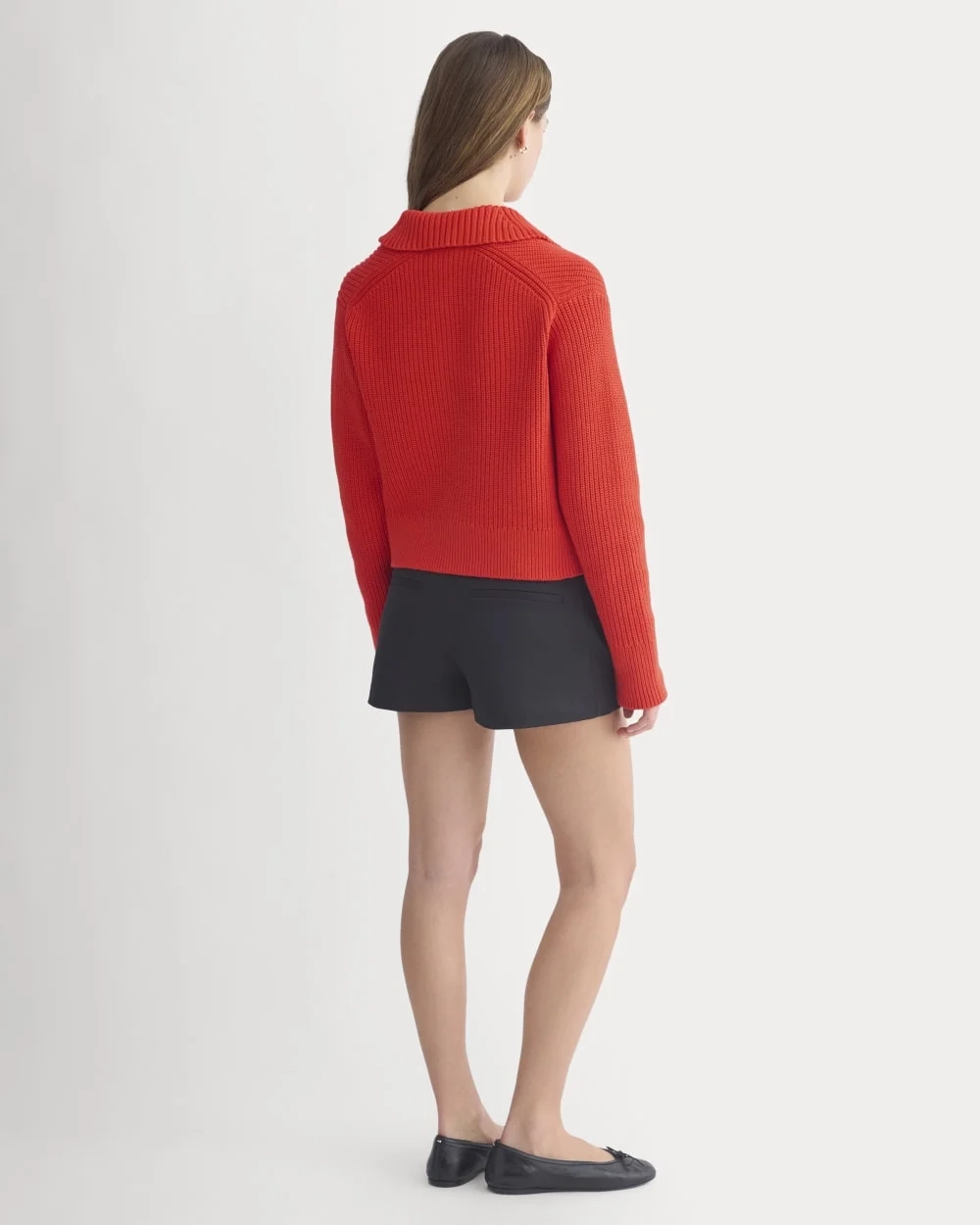 Shrunken Cardigan in Everyday Cotton | Fiery Red (3)