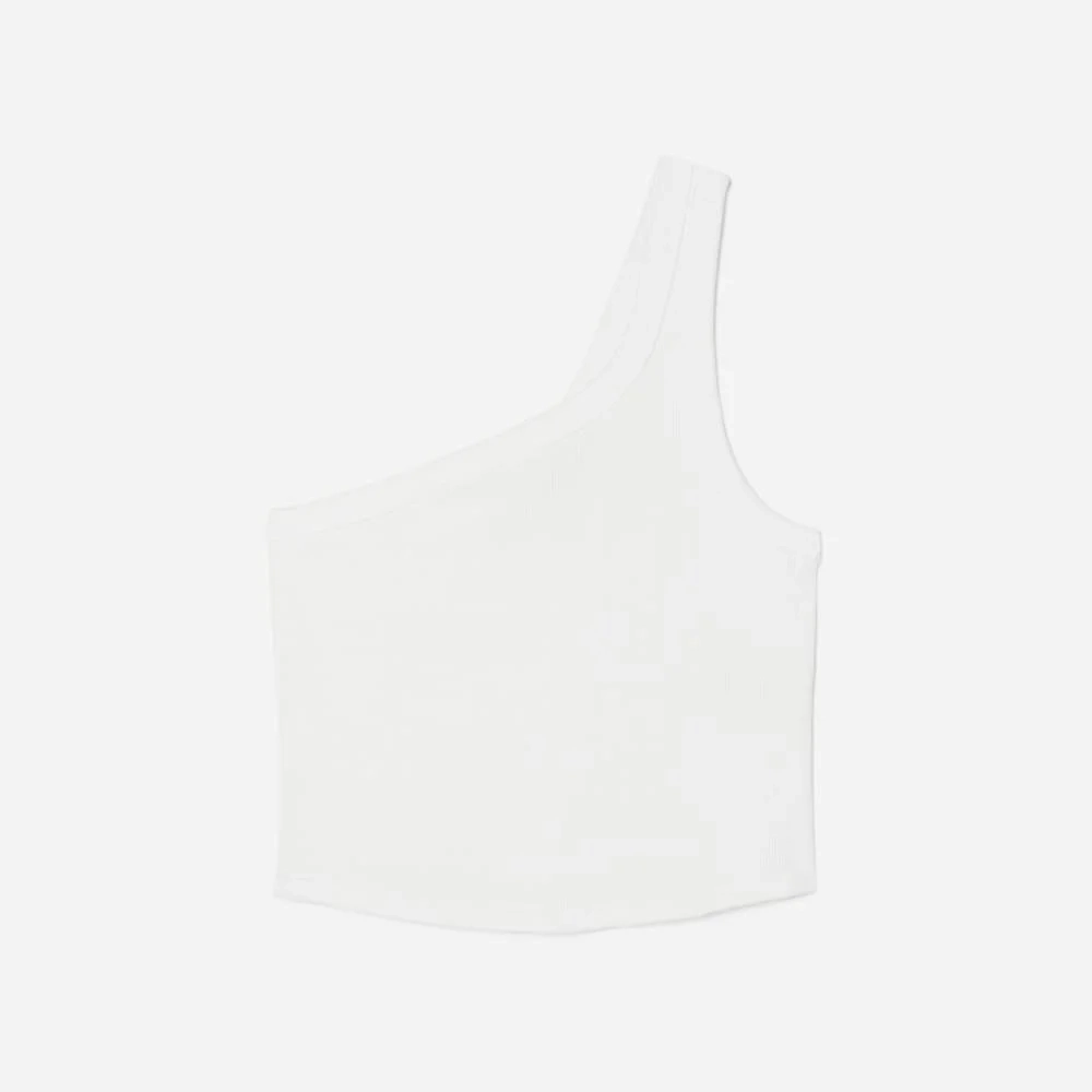 The Ribbed One-Shoulder Tank | White