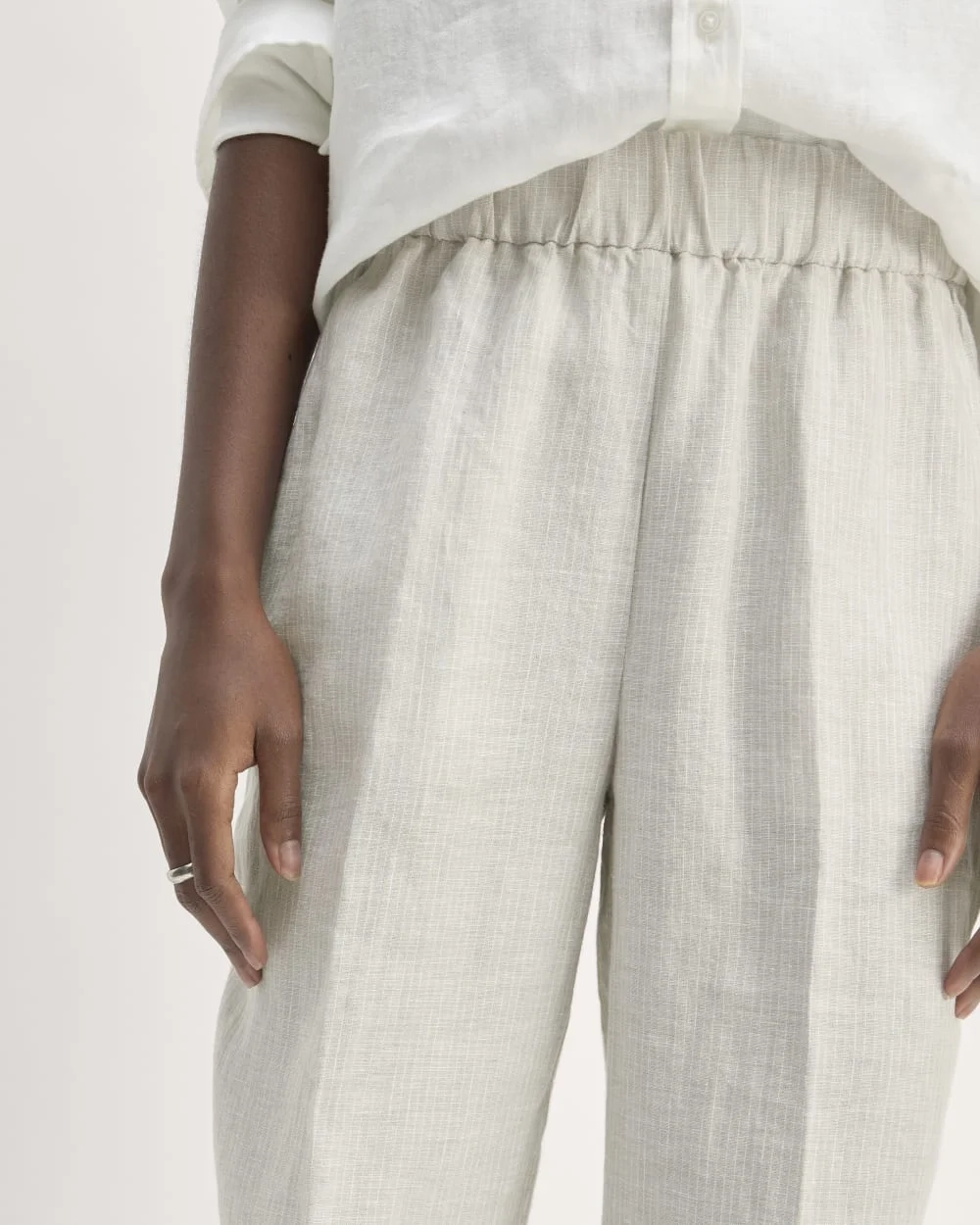 The Linen Easy Pant | Stone / White (5)