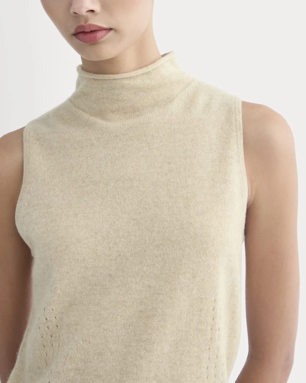 Cashmere Funnel-Neck Tank | Heather Light Camel (3)