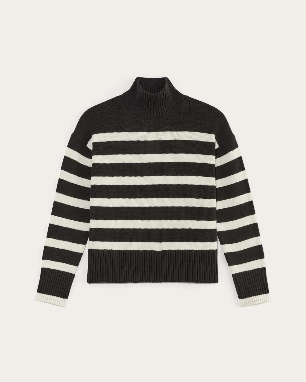 The Boxy Turtleneck in Everyday Cotton | Black / Canvas