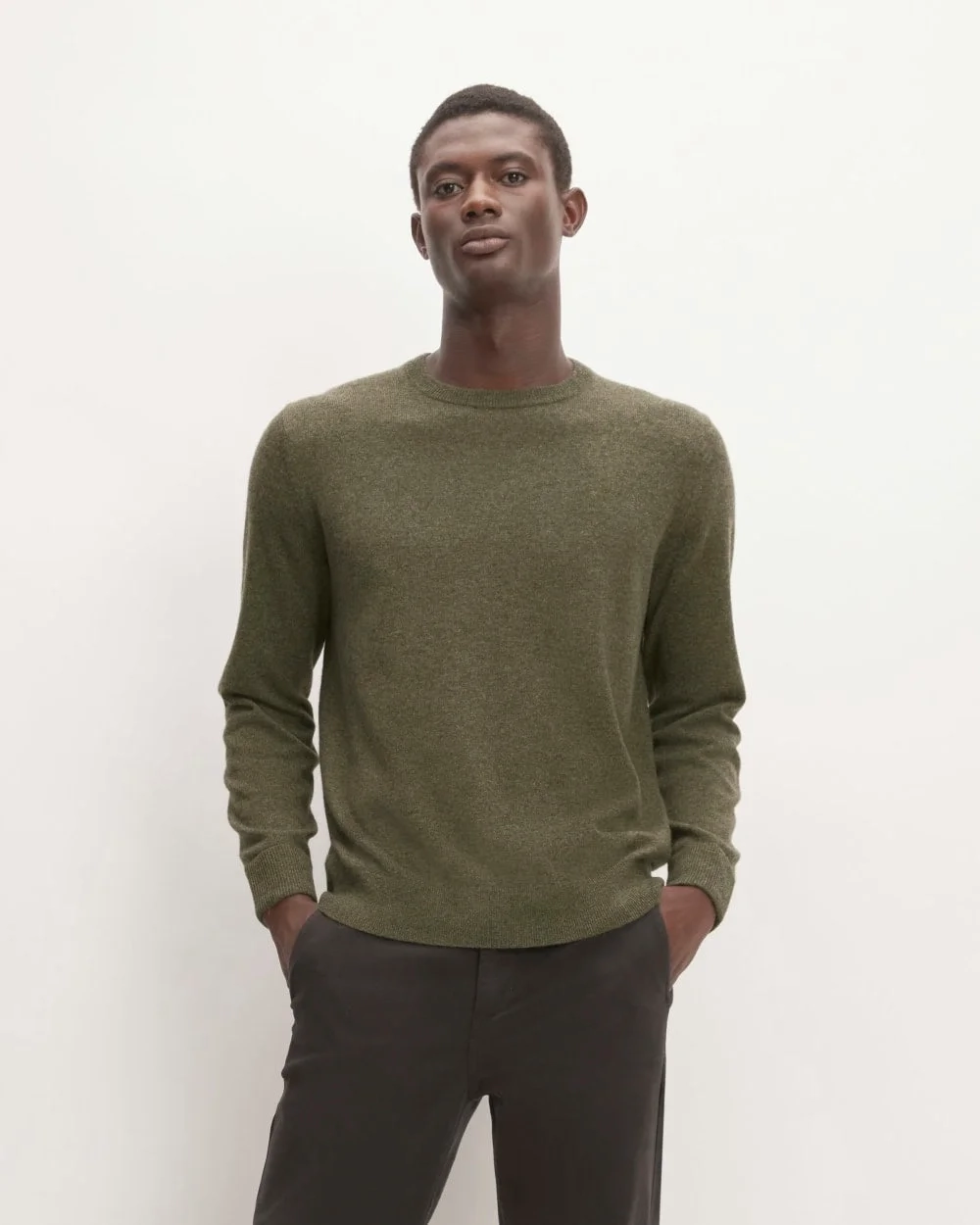 The Grade-A Cashmere Crew | Heathered Army Green