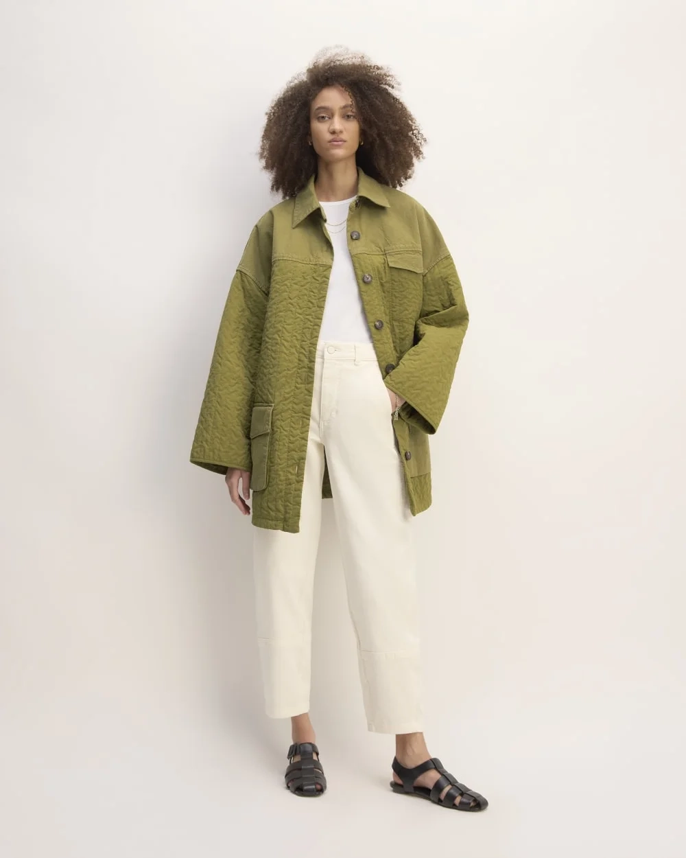 The Everlane x Marques' Almeida Canvas Patchwork Jacket | Moss Green (3)