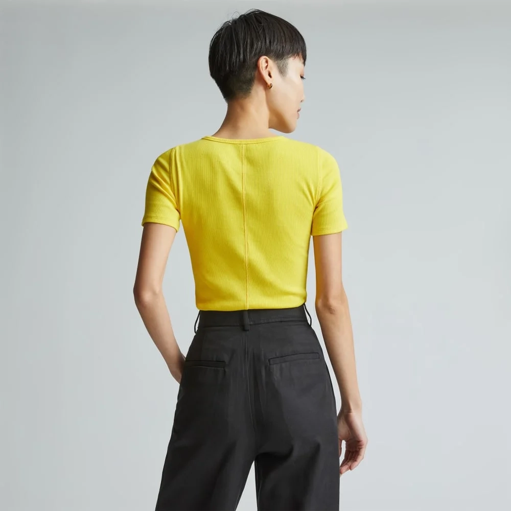 The Pima Micro-Rib Crew Tee | High Visibility Yellow (3)