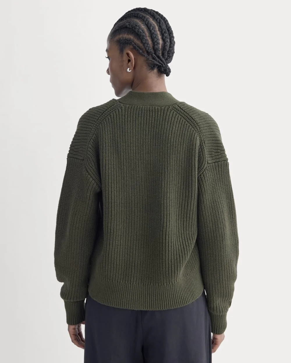 The Boxy Cardigan in Everyday Cotton | Dark Green (6)