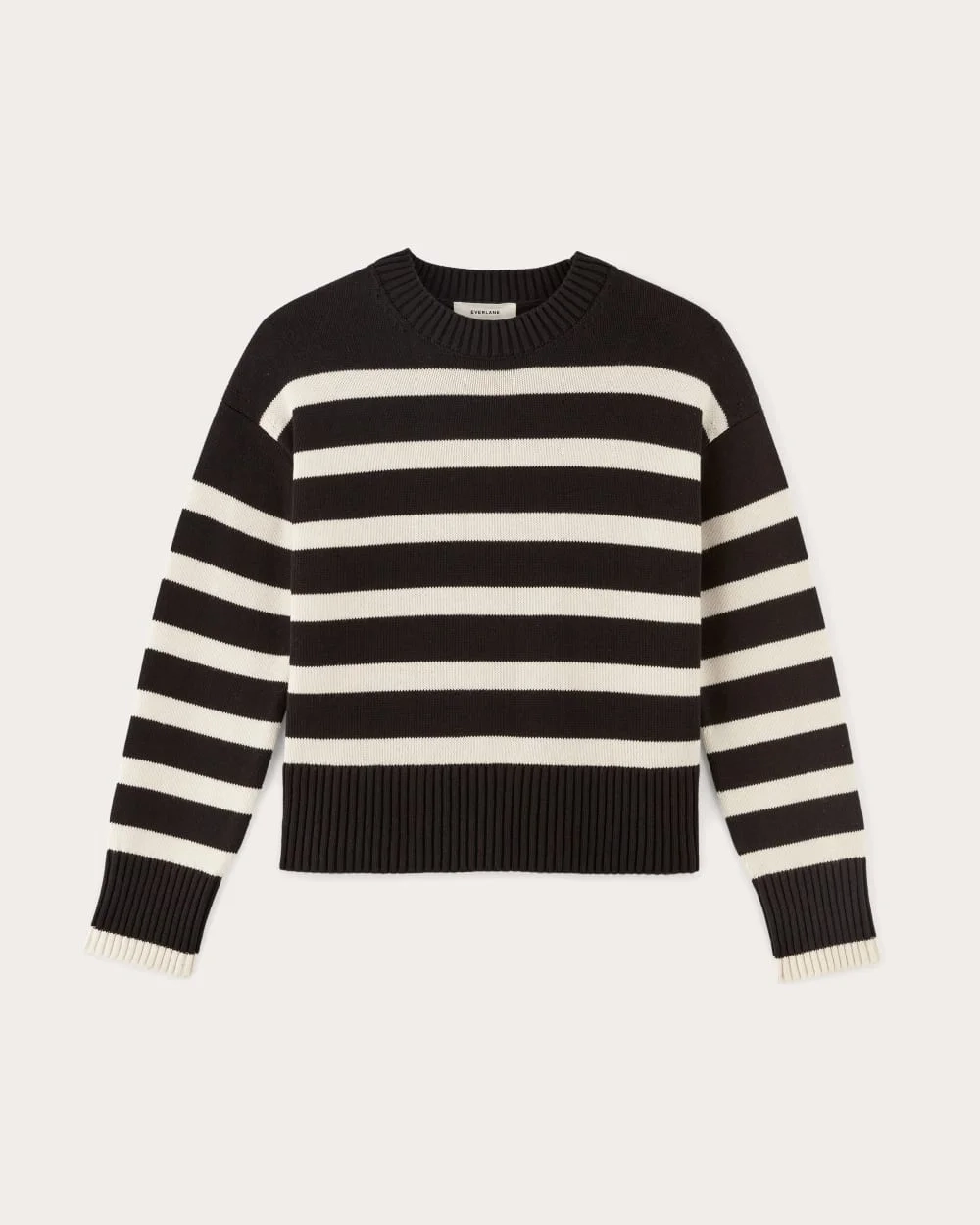 The Boxy Sweater in Everyday Cotton | Black / Canvas (4)
