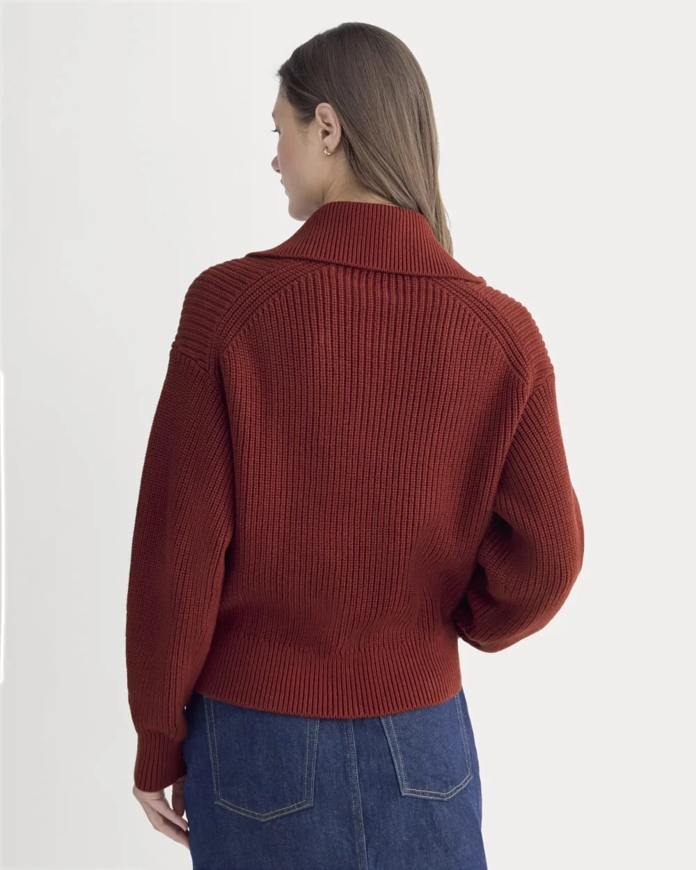 The Full-Zip Sweater in Everyday Cotton | Merlot (4)