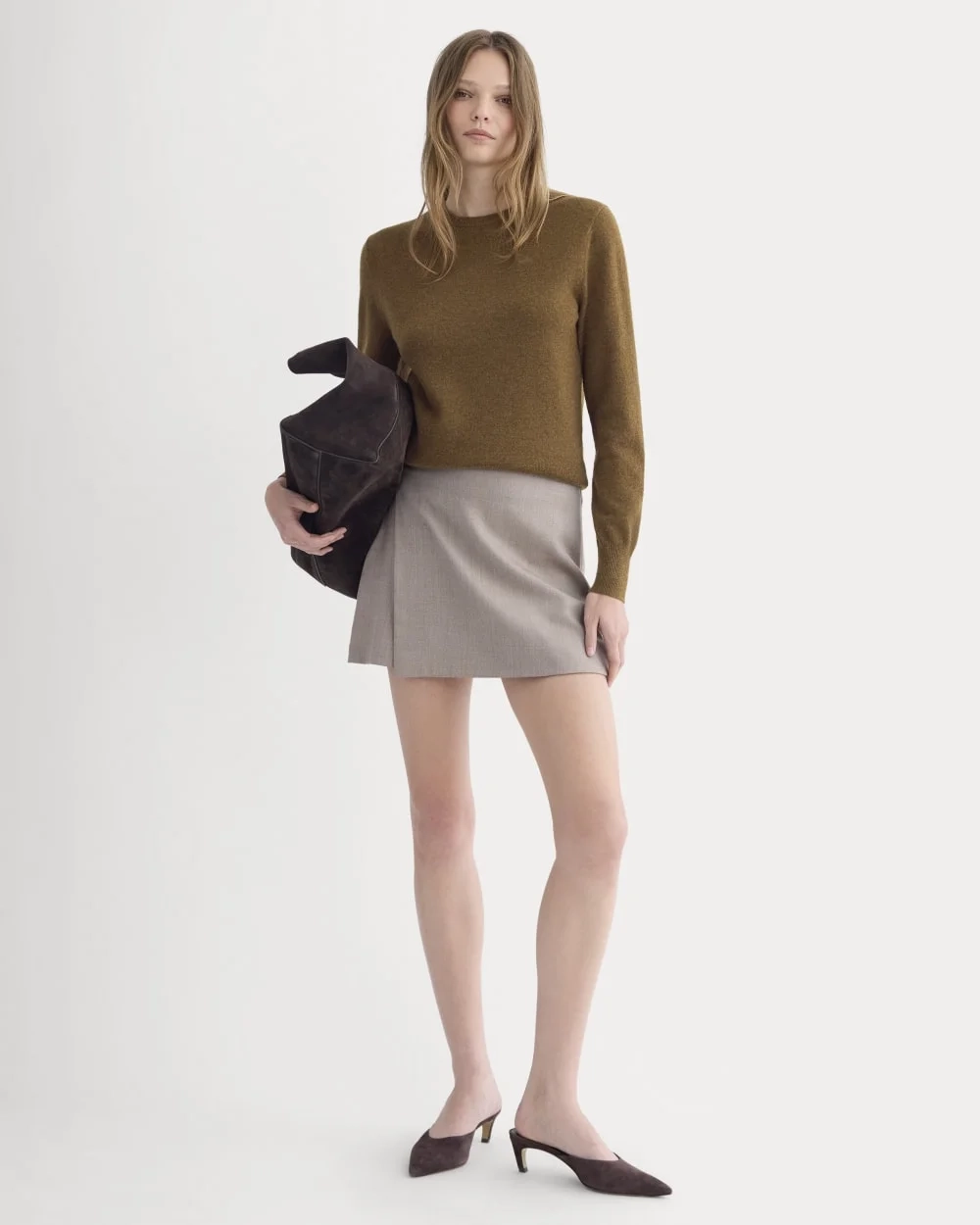 Cashmere Slim Crew Sweater | Heathered Toffee (5)