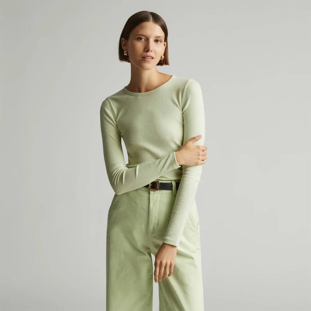 The Pima Micro-Rib Long-Sleeve Crew | Seafoam Green