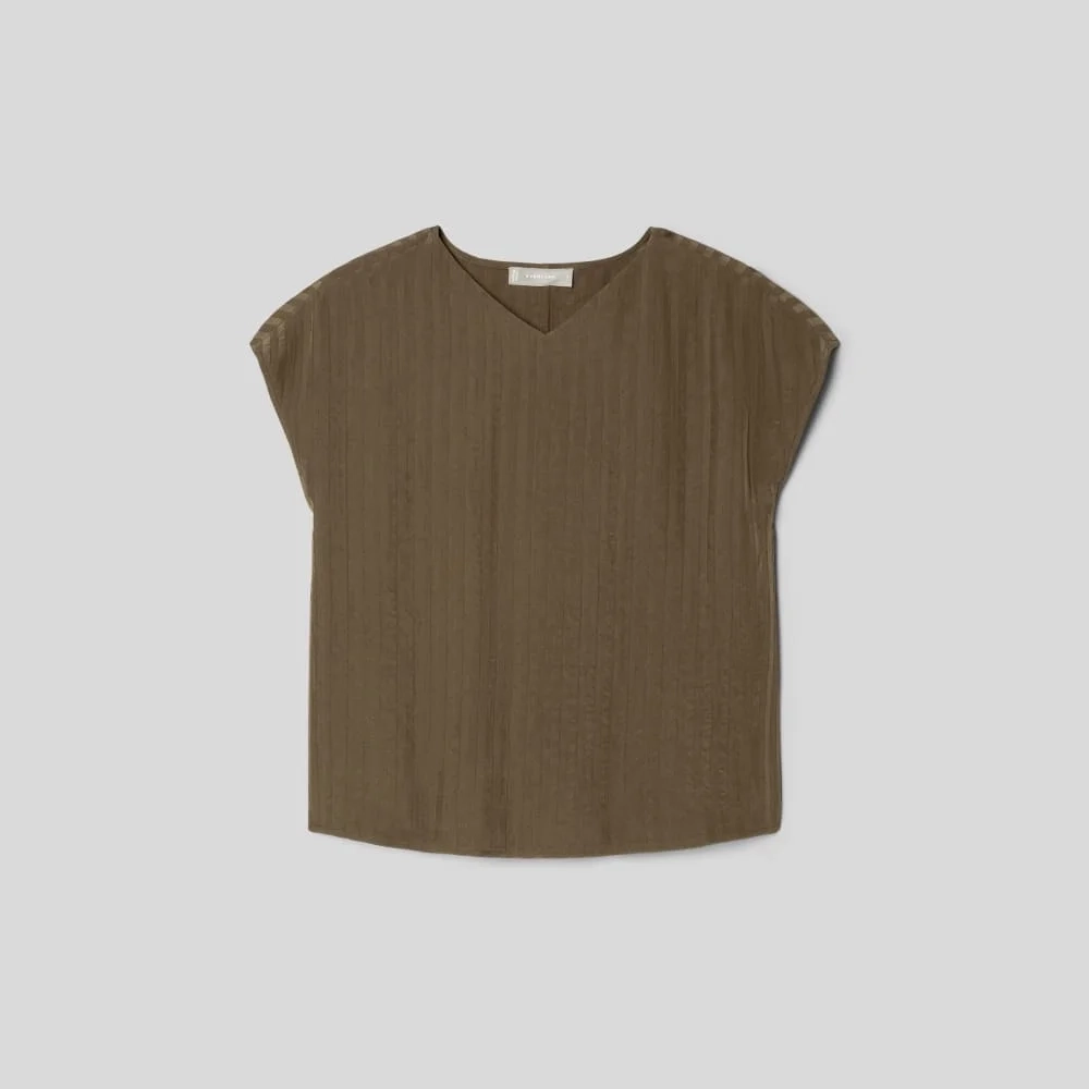 The City Stripe V-Neck Top | Beech (4)