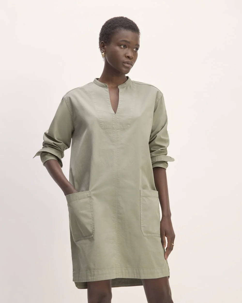 The Long-Sleeve Utility Mini Dress | Sage Green (4)
