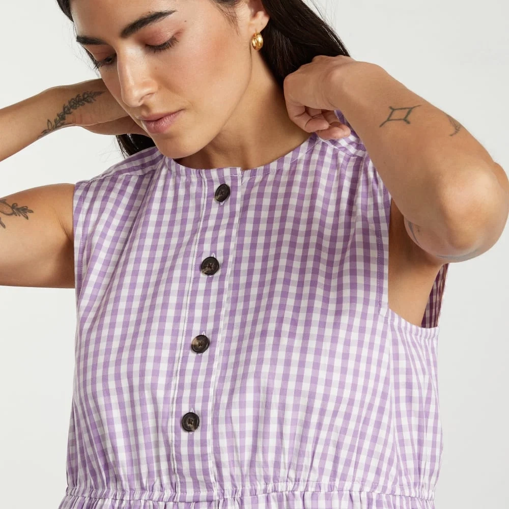 The Tiered Midi Dress | Orchid Gingham (3)